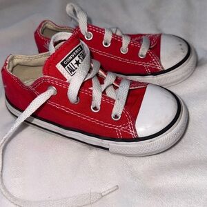 Converse Red and White Canvas Sneakers